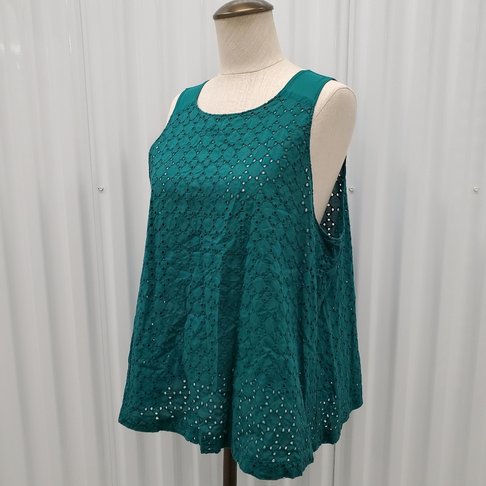 Teal Eyelet Tank